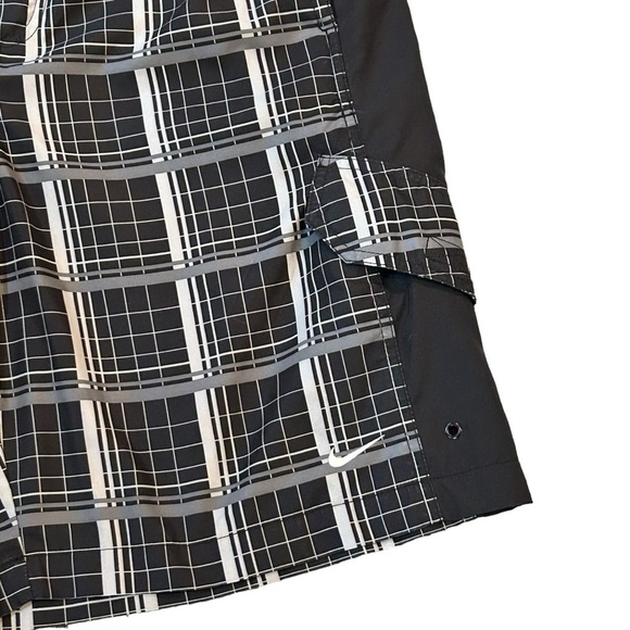 NIKE Mens Swimsuit Beachwear Black Charcoal Light gray Tie Size Large LIKE NEW - Picture 5 of 9